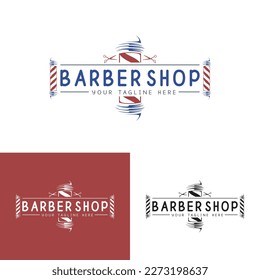 Barbershop vintage logo vector creative design template. Men's hairstyle logo sign.