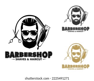  Barbershop vintage Logo Vector template isolated on white background