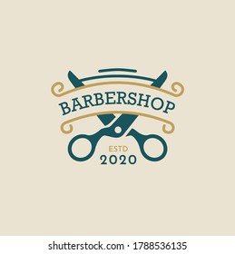 Barbershop vintage retro logo icon design element