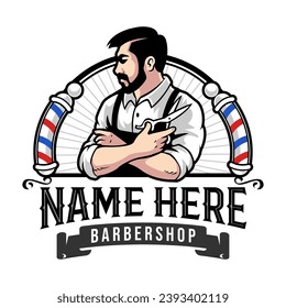 BARBERSHOP VINTAGE RETRO LOGO TEMPLATE