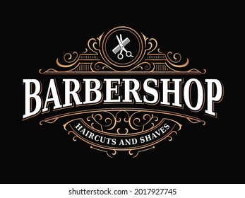 Barbershop Vintage Royal Luxury Elegant Victorian Typographic Ornamental Logo