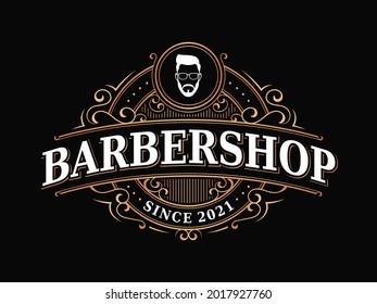 Barbershop vintage royal luxury elegant victorian typographic ornamental logo