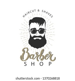 Barbershop vintage sign isolated on white. Vector illustration.