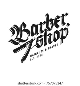 Barbershop vintage style lettering icon