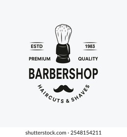 Barbershop vintage template on isolated white background