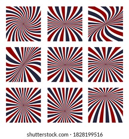 Barbershop vintage texture. Barbershop background. Rays background. Blue and Red lines. Vector illustration