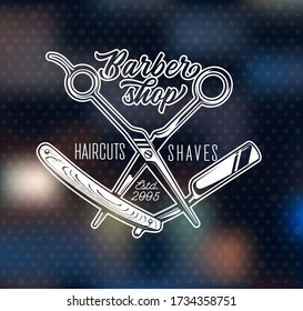 Barbershop Wall and Window Glass Sticker. Posters and Coverings to decorate a  barbershop. Vitrine Design for Hair Salon. Hairdressing Salon Interior.  Barber Decor Vector Illustration.