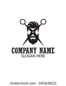 Barbershops, hair salons, hairdressing salons trendy logo design with creative idea.