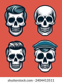 barbershop's identity with our skull head illustration logo. This edgy and stylish design merges the bold aesthetics of a skull with a unique barbershop charm, creating a distinctive brand mark.