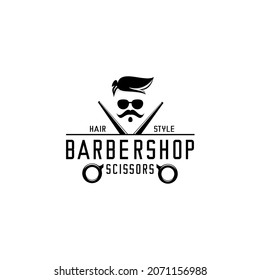 barbeshop logo illustration vector, face vector