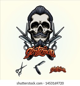 barbeshop mascot logo design vector