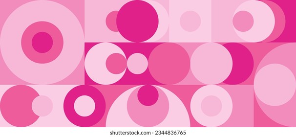 Barbie background, geometric shapes in pink and crimson. Modern mosaic texture with seamless pattern, template for textile and wallpaper.