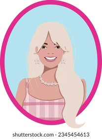 Chica de Barbie. muñeca Barbie, logotipo, signo, icono. Ilustración del vector aislada en blanco