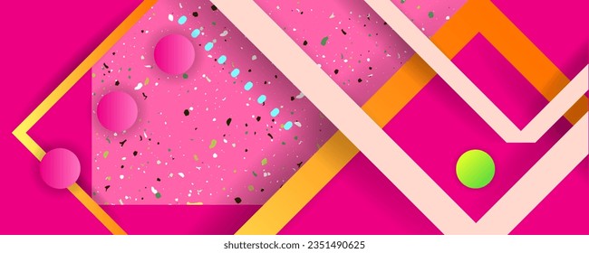 Barbie pink background. Bright juicy colors background with geometric elements. Vector stock illustration textured shapes in vibrant colors