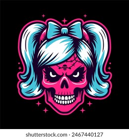 Barbie Skull, logo, vector, illustration, girl