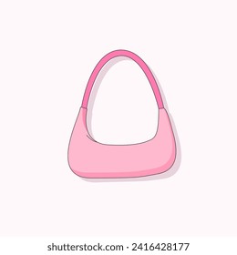 Barbiecore pink woman hangbag. Cartoon hot pink fashion bag. Doll accessory.