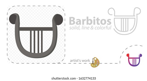 Barbitos vector flat illustration, solid, line icon