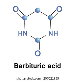 Barbituric acid, or malonylurea, molecular structure. Medical vector illustration.