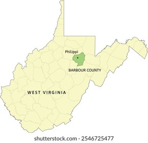 Barbour County and city of Philippi location on West Virginia state map