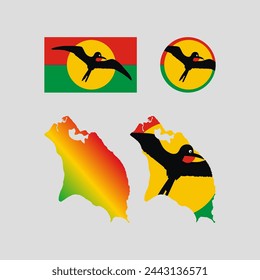 Barbuda 1997 national map and flag vectors set....