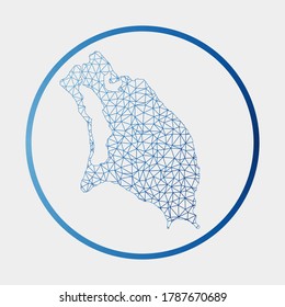 Barbuda icon. Network map of the island. Round Barbuda sign with gradient ring. Technology, internet, network, telecommunication concept. Vector illustration.