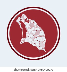 Barbuda icon. Trendy tech logo of the island. Geometric mesh round design. Technology, internet, network, telecommunication concept. Vector illustration.