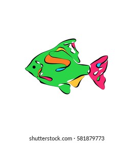 Barbus fish in flat style isolated. Freshwater aquarium fish