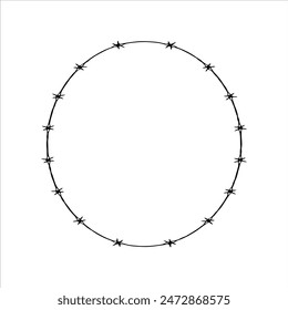 Barbwire Kreis Silhouette isoliert auf weißem Hintergrund. Runde Stacheldraht-Ikone Vektorillustration Design.