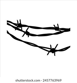 Barbwire fence silhouette isolated on white background. Barbwire icon vector illustration.