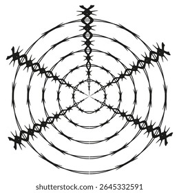 Design de ícone Barbwire. Símbolo de espinho afiado. Vetor preto negrito. Ilustração de vedação protetora