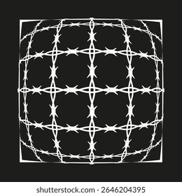 Barbwire icon symbol. Spiky wire design. Bold black vector. Defensive barrier illustration.