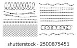 Barbwire isolated silhouette, Fence wire mesh barbed wire , barbed wire fence on the border