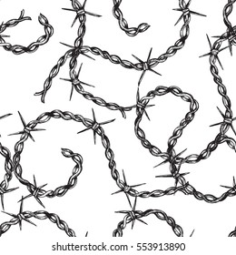 barbwire metal thorn black and white symbol pattern