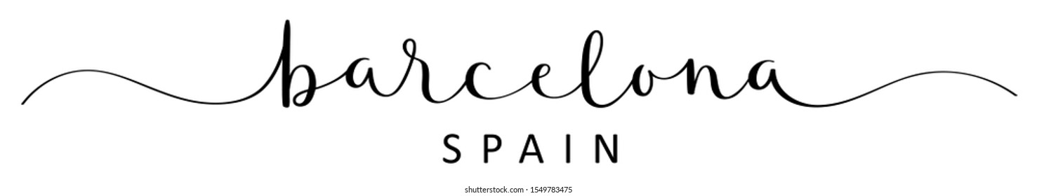 BARCELONA black vector brush calligraphy banner with swashes