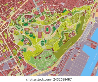 Barcelona Botanical Garden map art