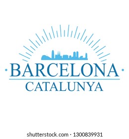 Barcelona Catalonia. Banner Design. City Skyline. Silhouette Vector. Famous Monuments.