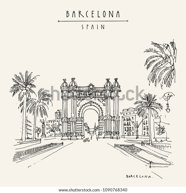 Image Vectorielle De Stock De Barcelone Catalogne Espagne Arc De Triomf