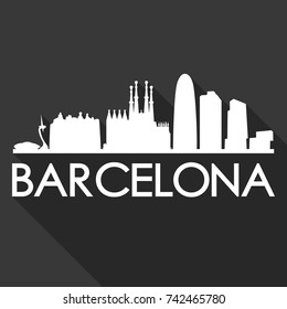 Barcelona Catalonia Spain Flat Icon Skyline Silhouette Design City Vector Art Famous Buildings