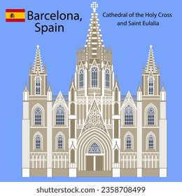 The Barcelona Cathedral or Cathedral of the Holy Cross and Saint Eulalia in Spain