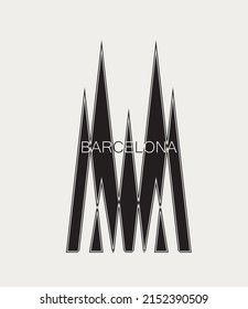 Barcelona City Logo, With City Landmark. Vector