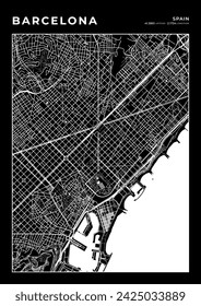 Barcelona City Map, Cartography Map, Street Layout Map