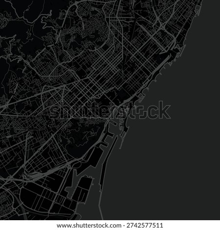 Barcelona City Map Sophisticated Linework Showcasing Refined Urban Topographic Structure, Perfect for Minimalist Home Gallery and Sleek Scandinavian Aesthetics, emphasizing refined linework.