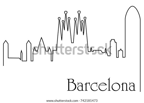 Barcelona City One Line Drawing Background Stock Vector (Royalty Free ...