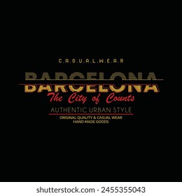 Barcelona city typography design and illustration vector for t shirt design