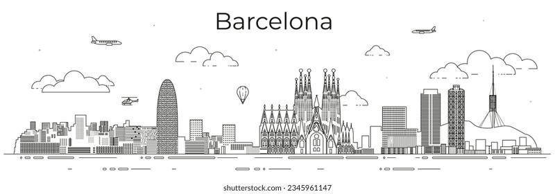 Ilustración del arte de la línea de ciudad de Barcelona