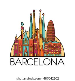 Barcelona Detailed Silhouette Travel Tourism Background Stock Vector ...