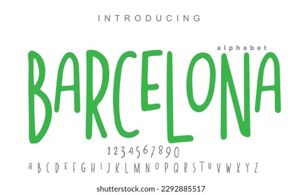 Barcelona font. Elegant alphabet letters font and number. Classic Copper Lettering Minimal Fashion Designs. Typography fonts regular uppercase and lowercase. vector illustration