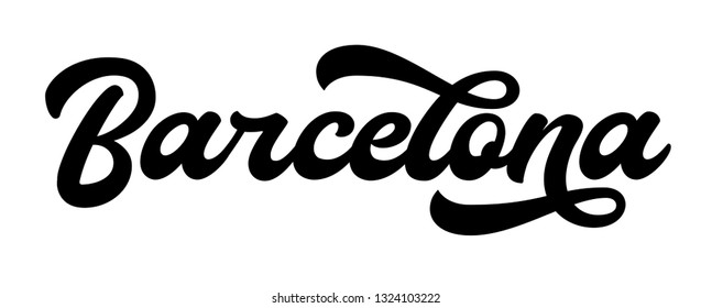 Barcelona Hand Lettering Vector Logo Illustration Stock Vector (Royalty ...