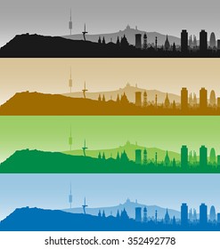 Barcelona Highly Detailed Four Color Skyline