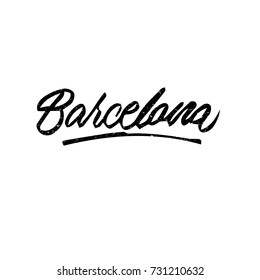 Barcelona. Ink hand lettering. Modern brush calligraphy. Handwritten phrase. Inspiration graphic design typography element. Cool simple vector sign.